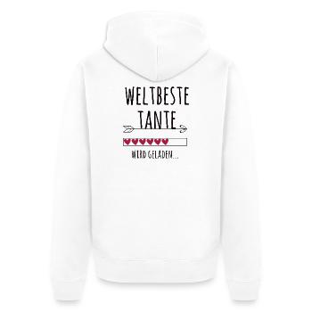 werdende Tante Schwangerschaft Verkündung Geschenk - Unisex Premium Bio Zip Hoodie - Weiß - Hinten - Thijin (182cm)