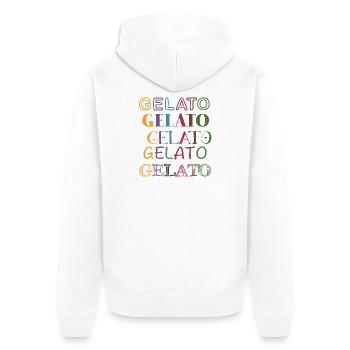 Gelato bunt dunkel - Unisex Premium Bio Zip Hoodie - Weiß - Hinten - Thijin (182cm)