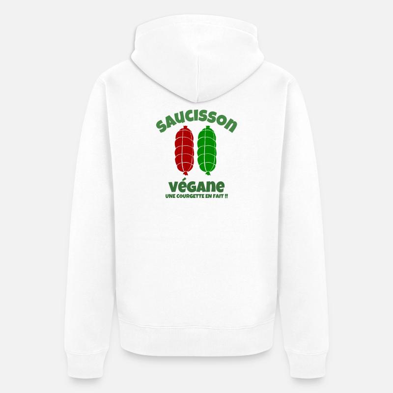 saucisson, végane, boucher, boucher humour - Veste à capuche bio Premium Unisexe - blanc