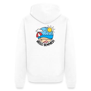 Hallo Sommer 2 - Unisex Premium Bio Zip Hoodie - Weiß - Hinten - Thijin (182cm)