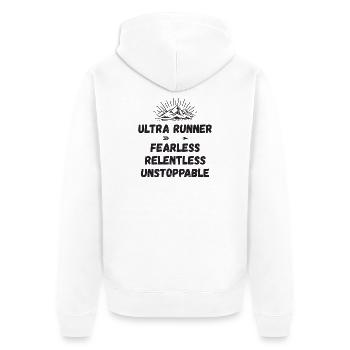 Ultra Runnner - Intrépide. Implacable. Imparable. - Veste à capuche bio Premium Unisexe - blanc - Dos - Thijin (182cm)