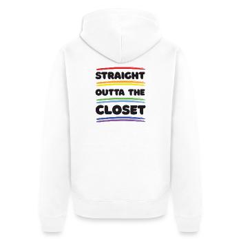 Pride Month - Straight Outta The Closet - Unisex Premium Organic Zip Hoodie - white - Back - Thijin (182cm)