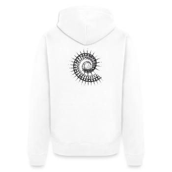 Shell shape snail in black and white - Unisex Premium Organic Zip Hoodie - white - Back - Thijin (182cm)