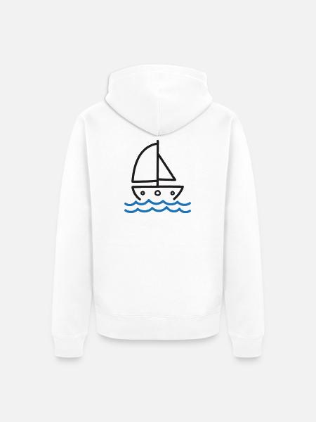 Sailboat on Blue Waves - Unisex Premium Organic Zip Hoodie - white