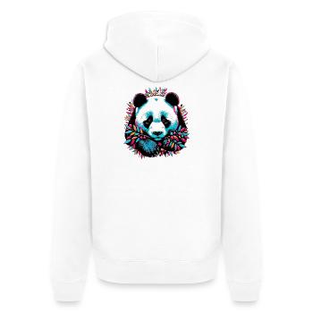 Panda - Unisex Premium Bio Zip Hoodie - Weiß - Hinten - Thijin (182cm)