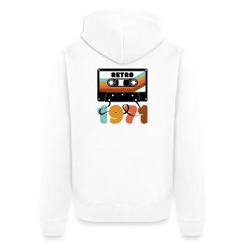 1971 Cassette de musique rétro - Veste à capuche bio Premium Unisexe - blanc - Dos - Thijin (182cm)