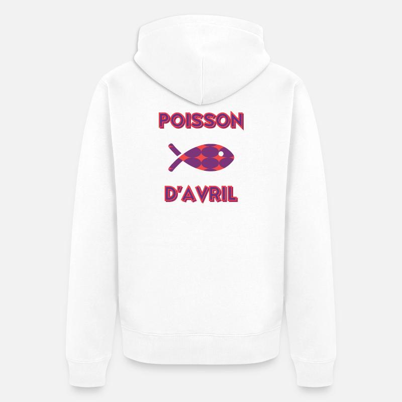 POISSON D'AVRIL - Veste à capuche bio Premium Unisexe - blanc