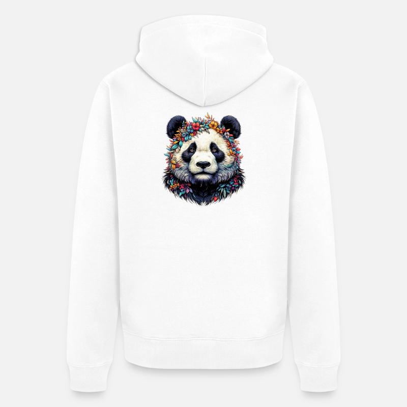 Panda - Unisex Premium Bio Zip Hoodie - Weiß