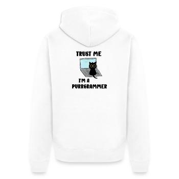 Trust me I am a purrgrammer - Unisex Premium Bio Zip Hoodie - Weiß - Hinten - Thijin (182cm)