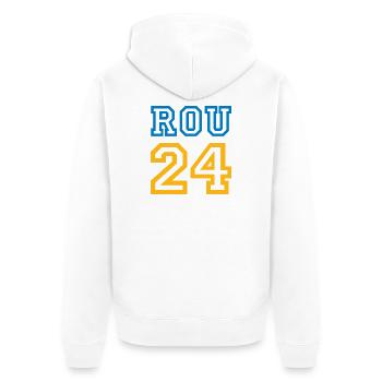 Romania Rumänien - Unisex Premium Bio Zip Hoodie - Weiß - Hinten - Thijin (182cm)