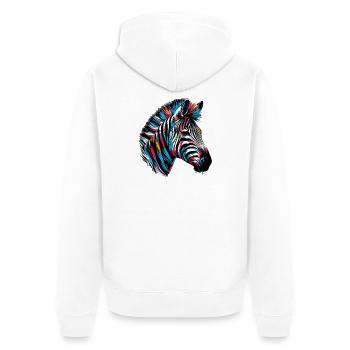 Zebra - Unisex Premium Bio Zip Hoodie - Weiß - Hinten - Thijin (182cm)