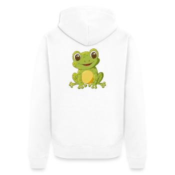 niedlich lächelnder Comic Frosch - Unisex Premium Bio Zip Hoodie - Weiß - Hinten - Thijin (182cm)