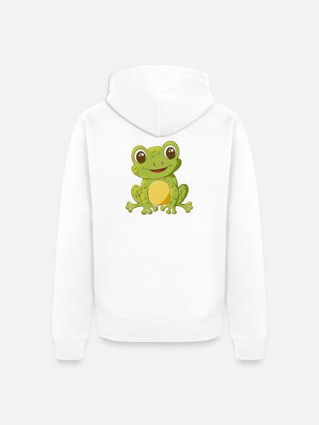 niedlich lächelnder Comic Frosch - Unisex Premium Bio Zip Hoodie - Weiß