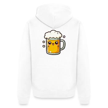 Comic Bier - Unisex Premium Bio Zip Hoodie - Weiß - Hinten - Thijin (182cm)