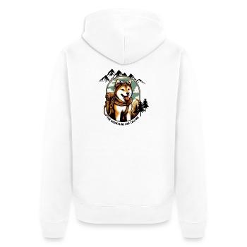 Shiba in den Bergen - Unisex Premium Bio Zip Hoodie - Weiß - Hinten - Thijin (182cm)
