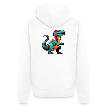 Dinosaurier - Unisex Premium Bio Zip Hoodie - Weiß - Hinten - Thijin (182cm)