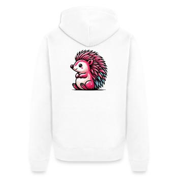 Hedgehog - Unisex Premium Organic Zip Hoodie - white - Back - Thijin (182cm)