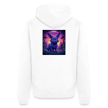 Neon Fuchs im Abendwald - Unisex Premium Bio Zip Hoodie - Weiß - Hinten - Thijin (182cm)