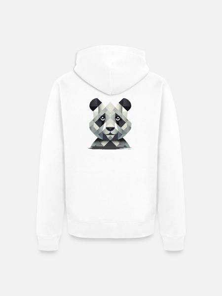 Blid kraft: Panda i geometrisk kunst - Premium økologisk unisex-hættejakke - hvid