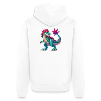 Dinosaurier - Unisex Premium Bio Zip Hoodie - Weiß - Hinten - Thijin (182cm)