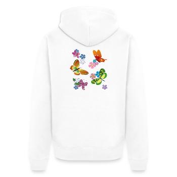 Fleurs, Fleurs, Papillon - Veste à capuche bio Premium Unisexe - blanc - Dos - Thijin (182cm)