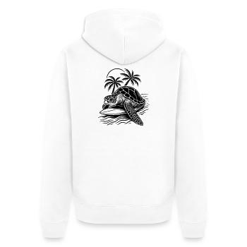 Surf Turtle - Tropical Beach Vibes - Unisex Premium Organic Zip Hoodie - white - Back - Thijin (182cm)