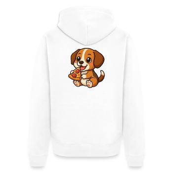 Cute Beagle Dog Pizza Pizza Lover Cartoon - Unisex Premium Organic Zip Hoodie - white - Back - Thijin (182cm)