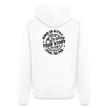 Abstraktes buntes geometrisches Muster - Unisex Premium Bio Zip Hoodie - Weiß - Hinten - Thijin (182cm)
