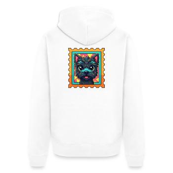 Bunte Terrier Hunde Karikatur auf Briefmarke - Unisex Premium Bio Zip Hoodie - Weiß - Hinten - Thijin (182cm)
