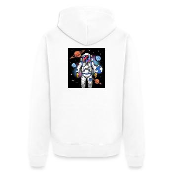 Space astronaut with planetary cosmos - Unisex Premium Organic Zip Hoodie - white - Back - Thijin (182cm)
