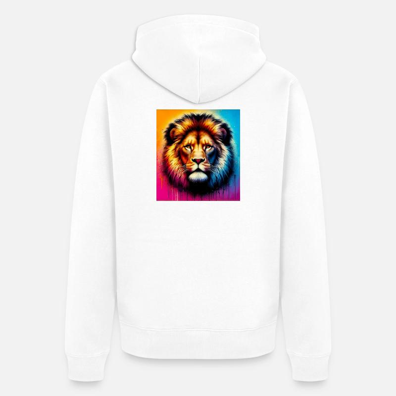 lion - Veste à capuche bio Premium Unisexe - blanc