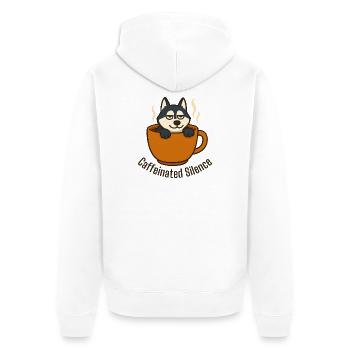 Husky se relaxant dans une tasse à café - Veste à capuche bio Premium Unisexe - blanc - Dos - Thijin (182cm)