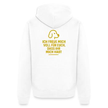 Motif de chien ludique aimant effronté dicton - Veste à capuche bio Premium Unisexe - blanc - Dos - Thijin (182cm)