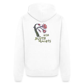 Kaktus mit Blüte und Spruch - Unisex Premium Bio Zip Hoodie - Weiß - Hinten - Thijin (182cm)