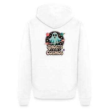 Geister im Kosmos Space Design - Unisex Premium Bio Zip Hoodie - Weiß - Hinten - Thijin (182cm)