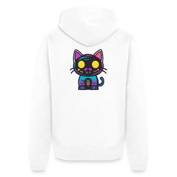 Cat Halloween Cat - Unisex Premium Organic Zip Hoodie - white - Back - Thijin (182cm)