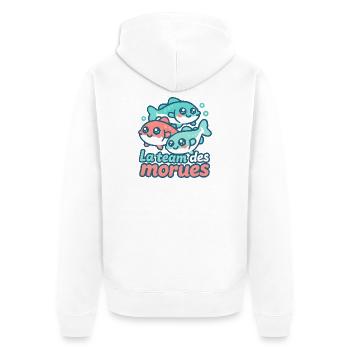 The kawaii cod team - Unisex Premium Organic Zip Hoodie - white - Back - Thijin (182cm)