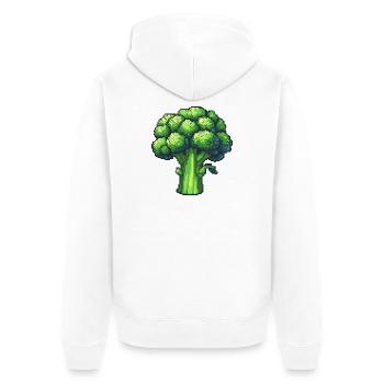 Fresh Pixel Broccoli - Unisex Premium Organic Zip Hoodie - white - Back - Thijin (182cm)