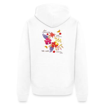 Herbstlaub und Trauben  - Unisex Premium Bio Zip Hoodie - Weiß - Hinten - Thijin (182cm)