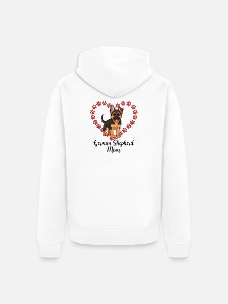 German Shepherd Mama Heart - Unisex Premium Organic Zip Hoodie - white