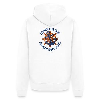 Leinen Los und Sorgen Über Bord - Unisex Premium Bio Zip Hoodie - Weiß - Hinten - Thijin (182cm)