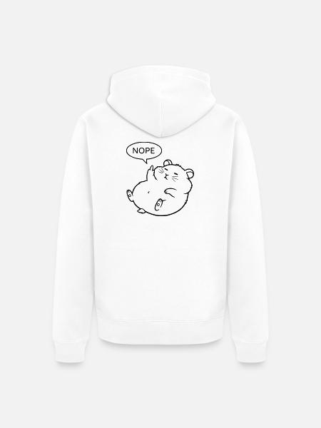 Nope Hamster | Funny Middle Finger Statement - Unisex Premium Organic Zip Hoodie - white