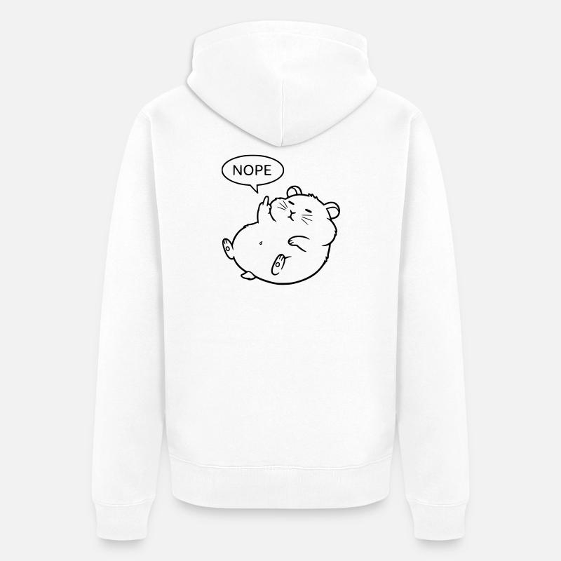 Nope Hamster | Lustiges Mittelfinger Statement - Unisex Premium Bio Zip Hoodie - Weiß
