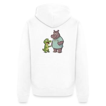 Nilpferd-Zahnarzt und Krokodil-Abenteuer - Unisex Premium Bio Zip Hoodie - Weiß - Hinten - Thijin (182cm)