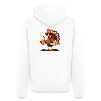 Dinde de Thanksgiving avec lunettes de soleil - Veste à capuche bio Premium Unisexe - blanc - Dos - Thijin (182cm)