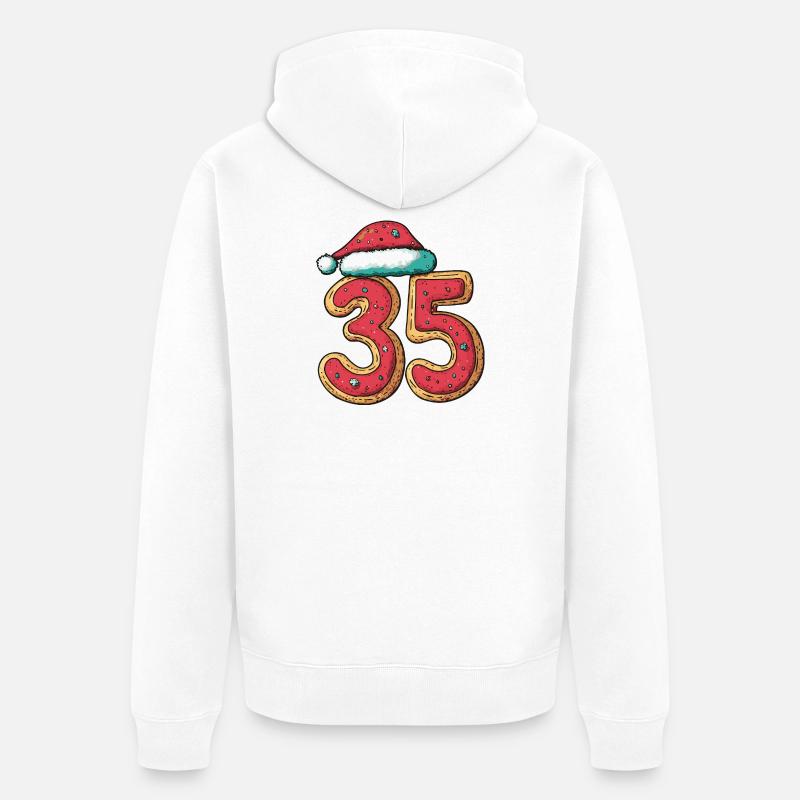 Biscuit de Noël à 35 chiffres - Veste à capuche bio Premium Unisexe - blanc