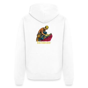 Dachdecker im Einsatz - Unisex Premium Bio Zip Hoodie - Weiß - Hinten - Thijin (182cm)
