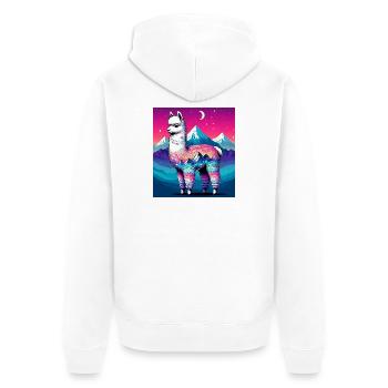 Alpaka - Unisex Premium Bio Zip Hoodie - Weiß - Hinten - Thijin (182cm)