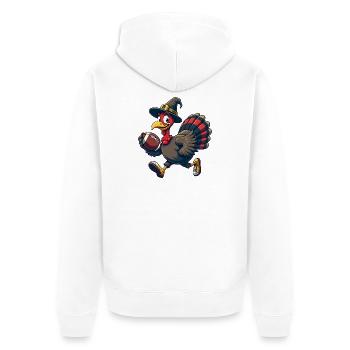 Thanksgiving Football Truthahn - Unisex Premium Bio Zip Hoodie - Weiß - Hinten - Thijin (182cm)