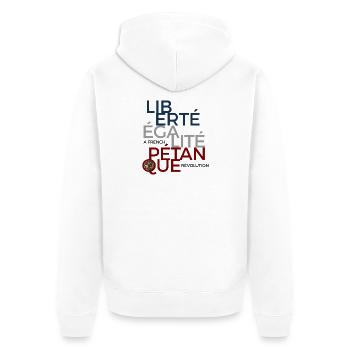 Liberté Égalité Pétanque Boule - Veste à capuche bio Premium Unisexe - blanc - Dos - Thijin (182cm)